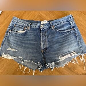 Agolde Blue Distressed Denim Shorts